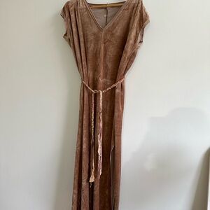 Sinew Moon Velour Maxi Dress with braided belt